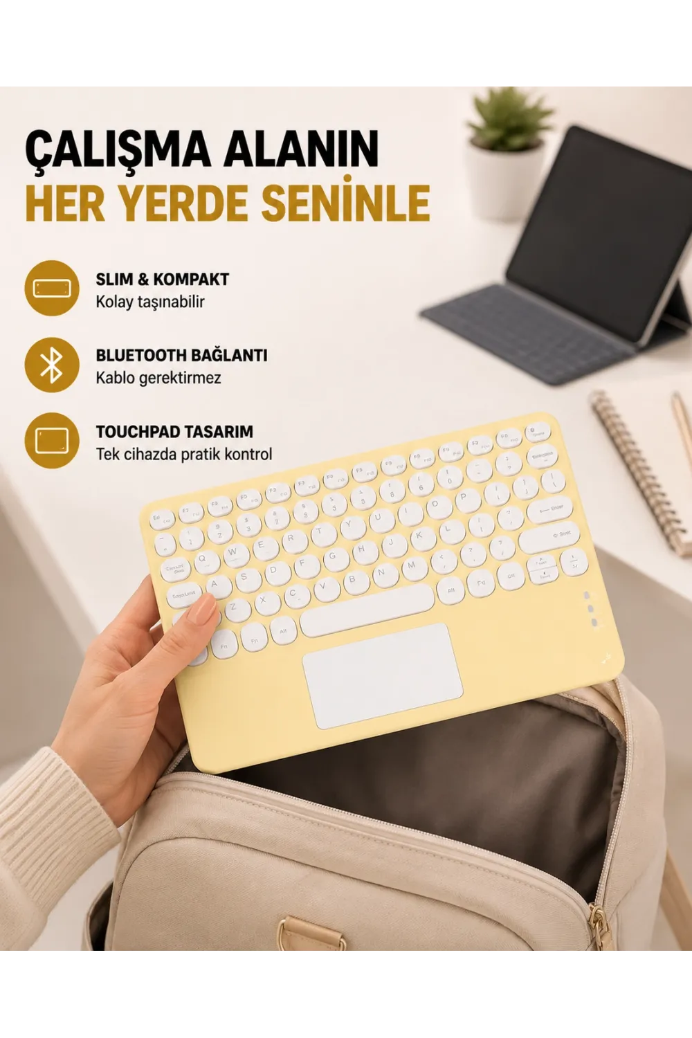 Kablosuz Bluetooth Klavye – Slim Taşınabilir Tasarım
