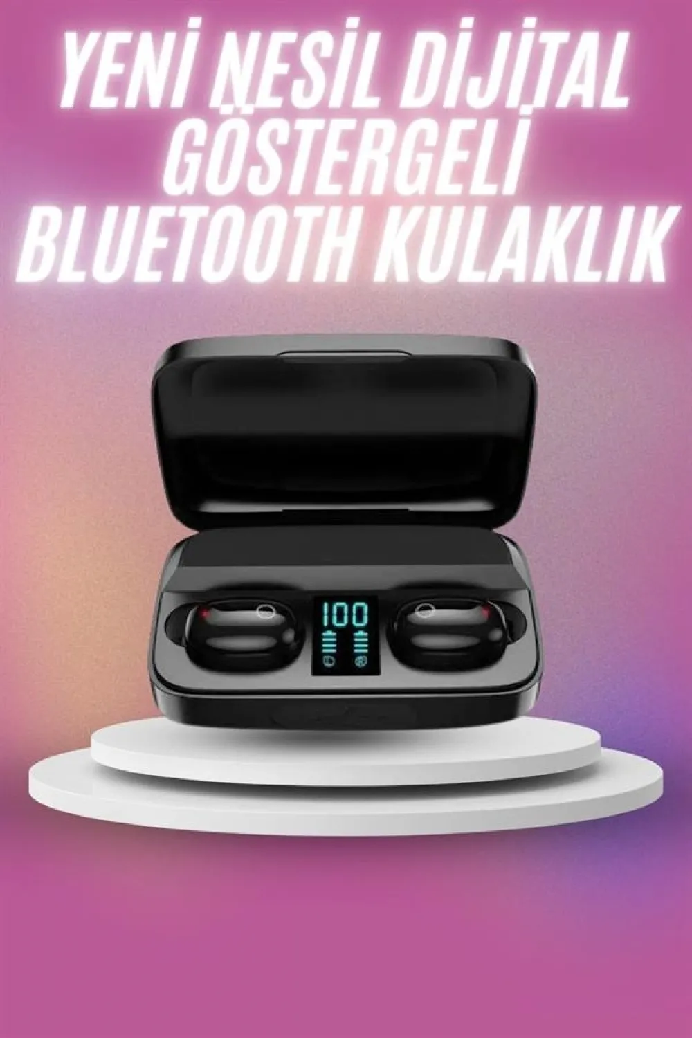 Kablosuz Bluetooth Kulaklık Android Ve İos Uyumlu Led Göstergeli Powerbankli