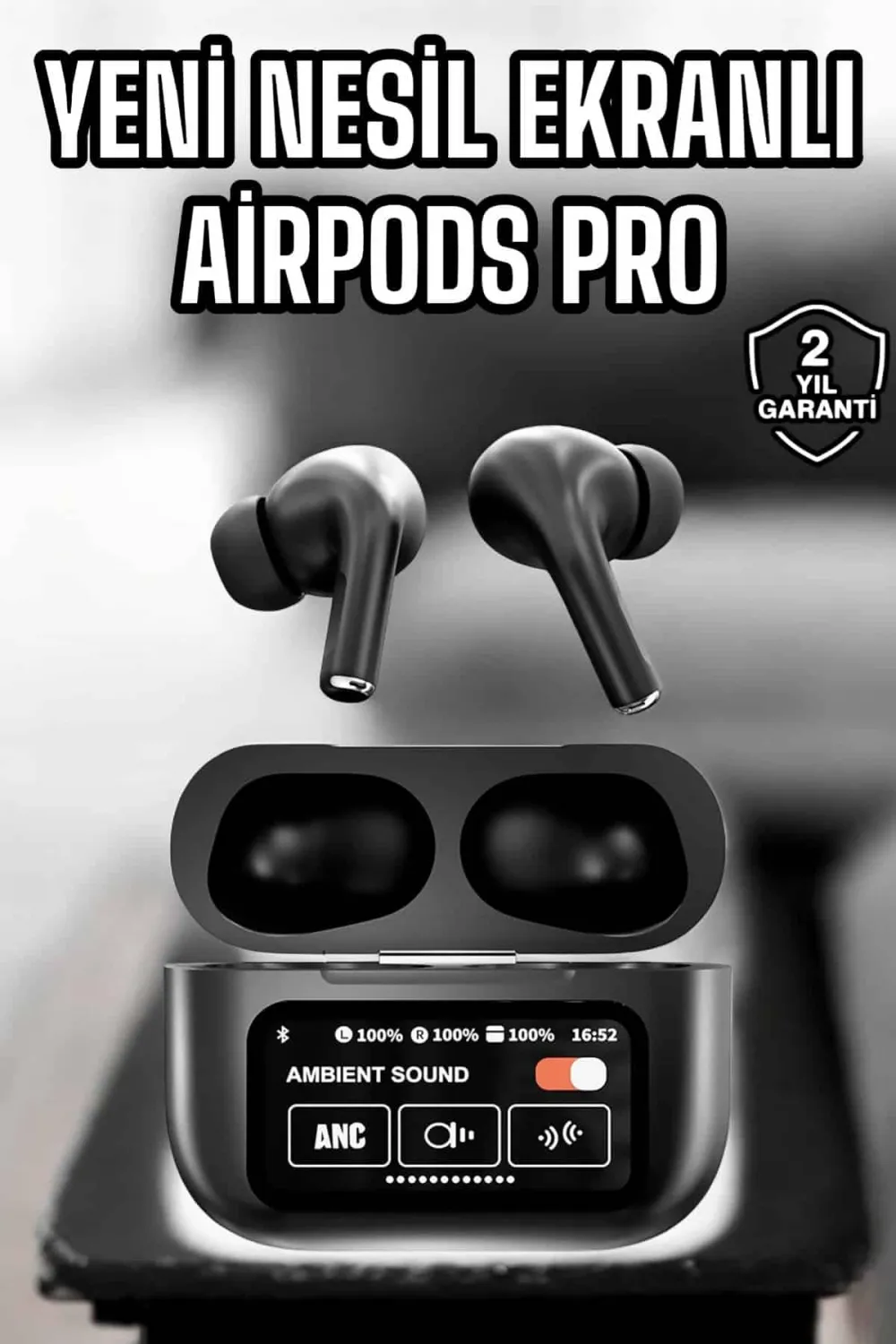 Kablosuz Bluetooth Kulaklık Ekranlı Uzun Şarj Süreli Anc Destekli