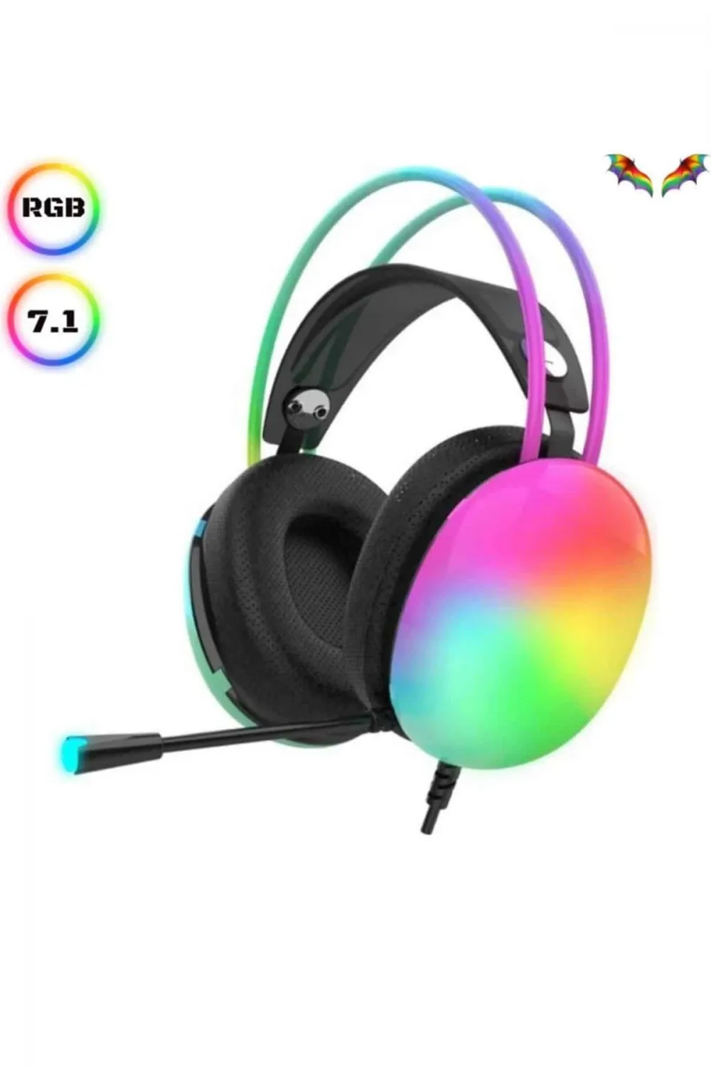 Kablosuz Bluetooth Kulaklık Rgb Işıklı Kulak Üstü 5.3 Bluetooth Bağlantılı