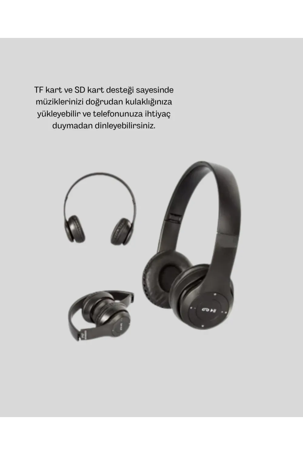 Kablosuz Bluetooth Kulaklık – Tf Kart, Aux, Mikrofonlu, Suya Dayanıklı, 10m Menzil