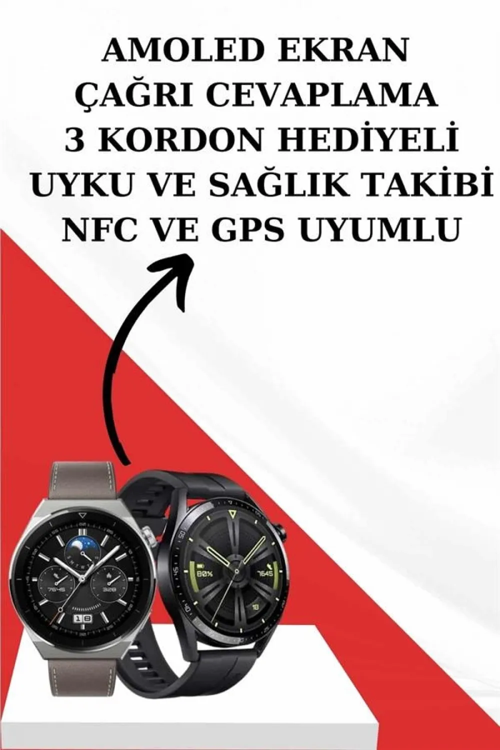 Kablosuz Bluetooth Kulaklık Ve Kordon Hediyeli Akıllı Saat Nabız Ölçer Uzun Pil Ömrü