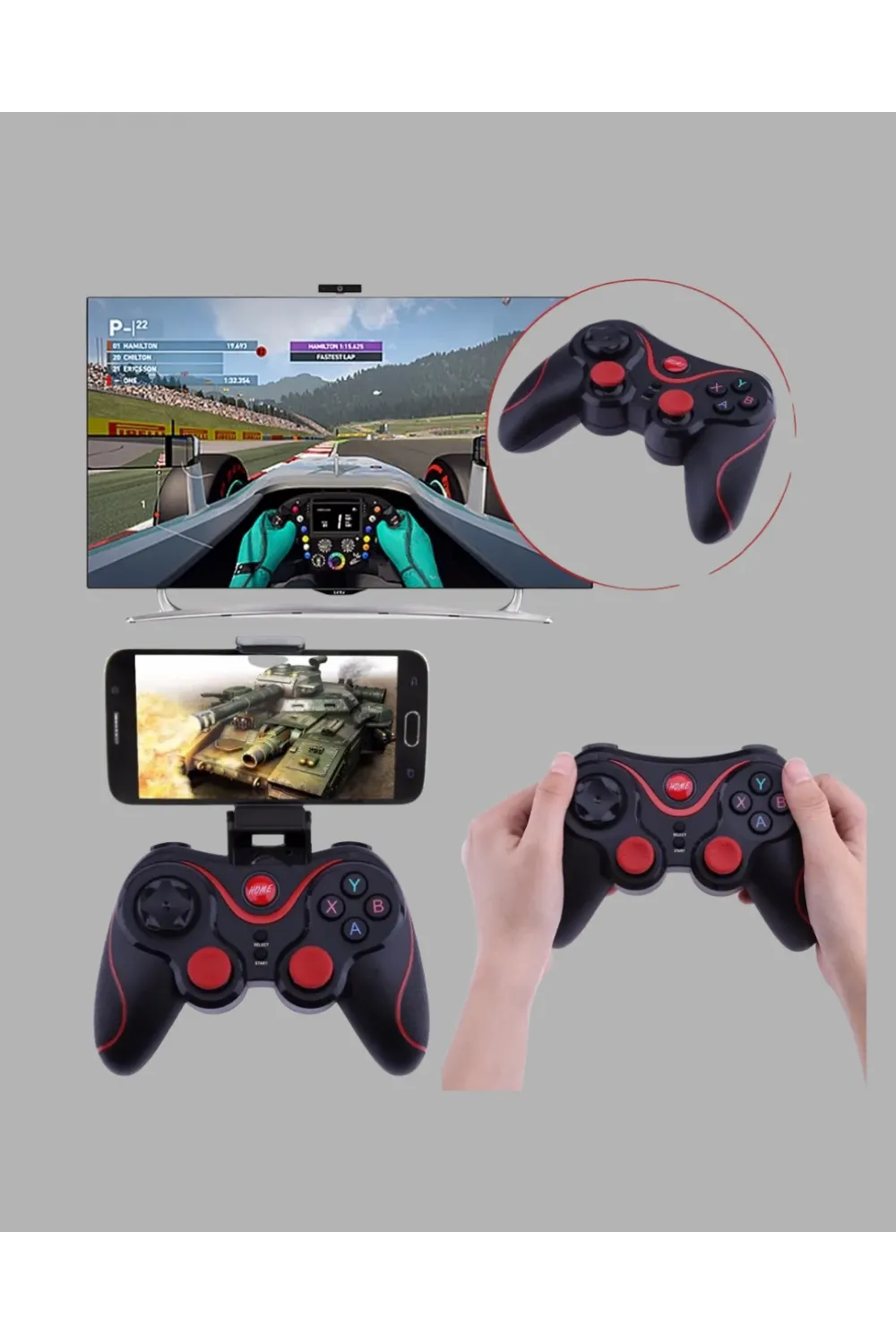Kablosuz Bluetooth Oyun Kolu Mobil Tv Pc Uyumlu Ergonomik Tasarım