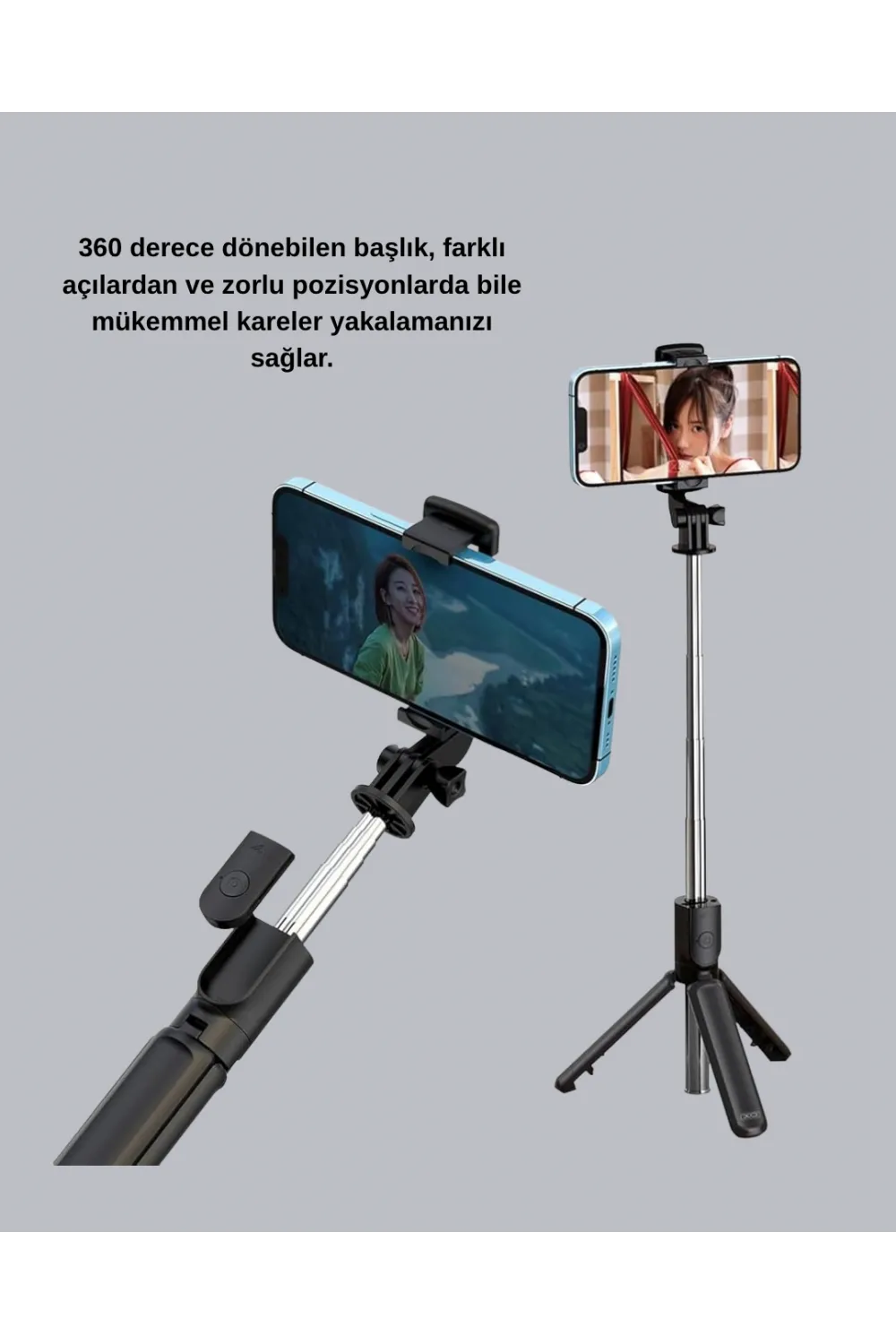 Kablosuz Bluetooth Selfie Çubuğu – 360° Dönebilir Başlık, Taşınabilir Ve Şık Tasarım
