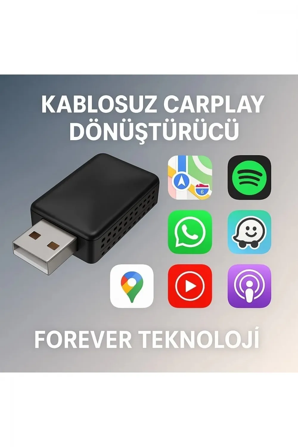 Kablosuz CarPlay & Android Auto Adaptörü  Apple ve Android Cihazlar İçin Evrensel Wireless Carplay Çevirici