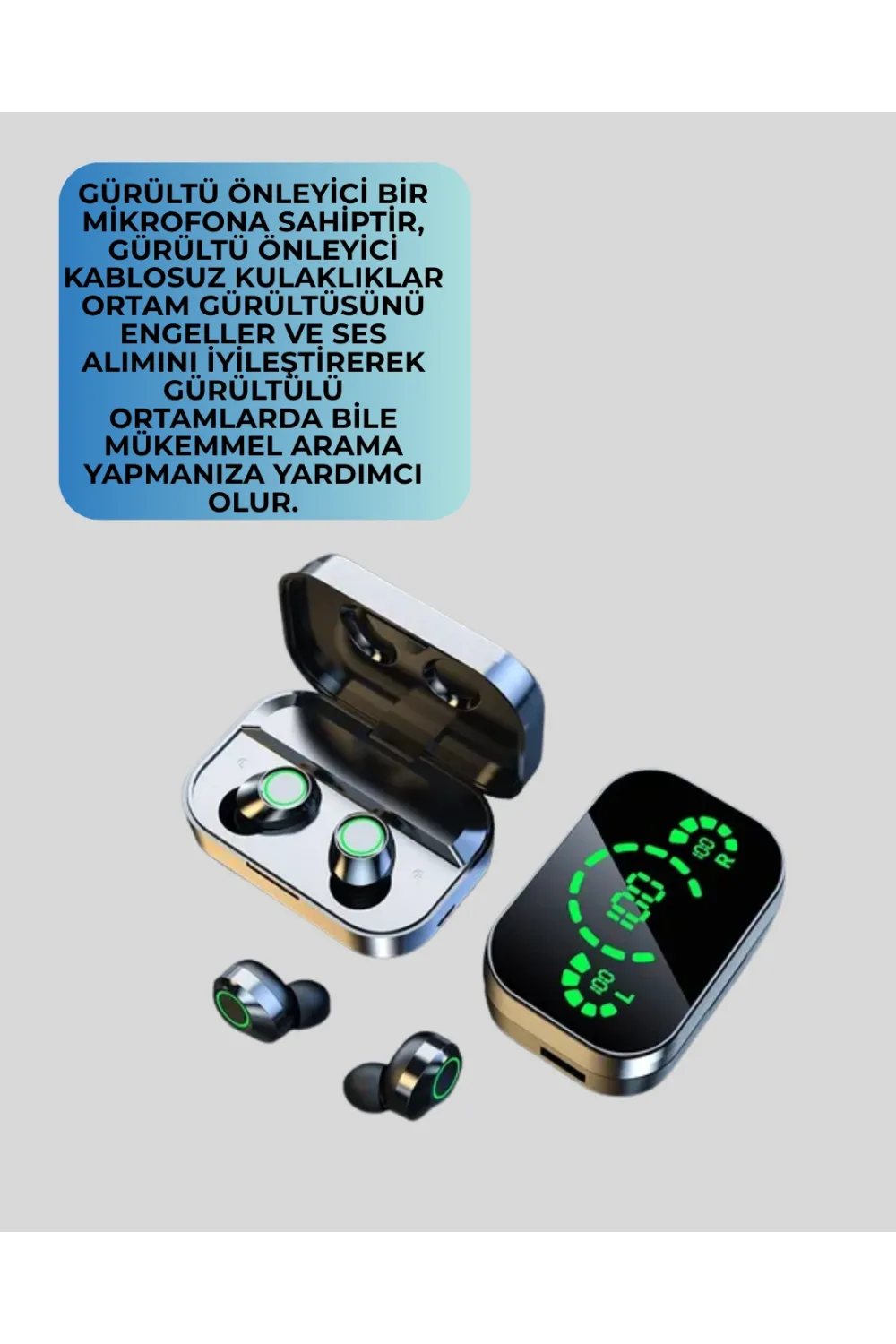 Kablosuz Kulak İçi Bluetooth Kulaklık – Dokunmatik Kontrol Ve Led Şarj Ekranı