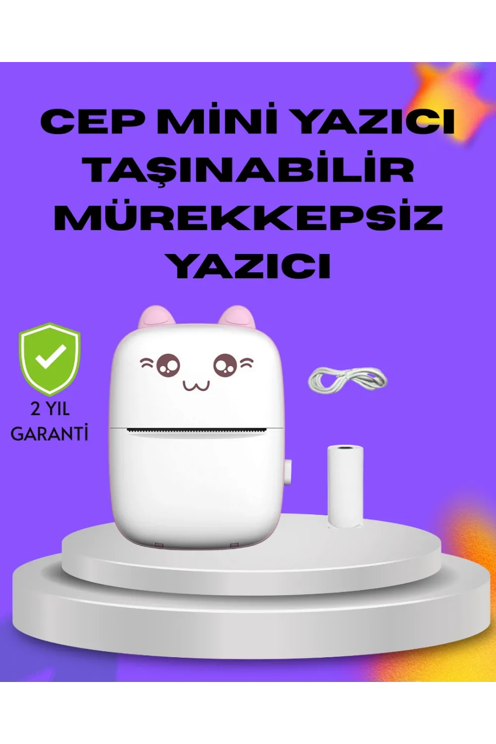 Kablosuz Mini Cep Yazıcısı Bluetooth Destekli 1200mah Bataryalı