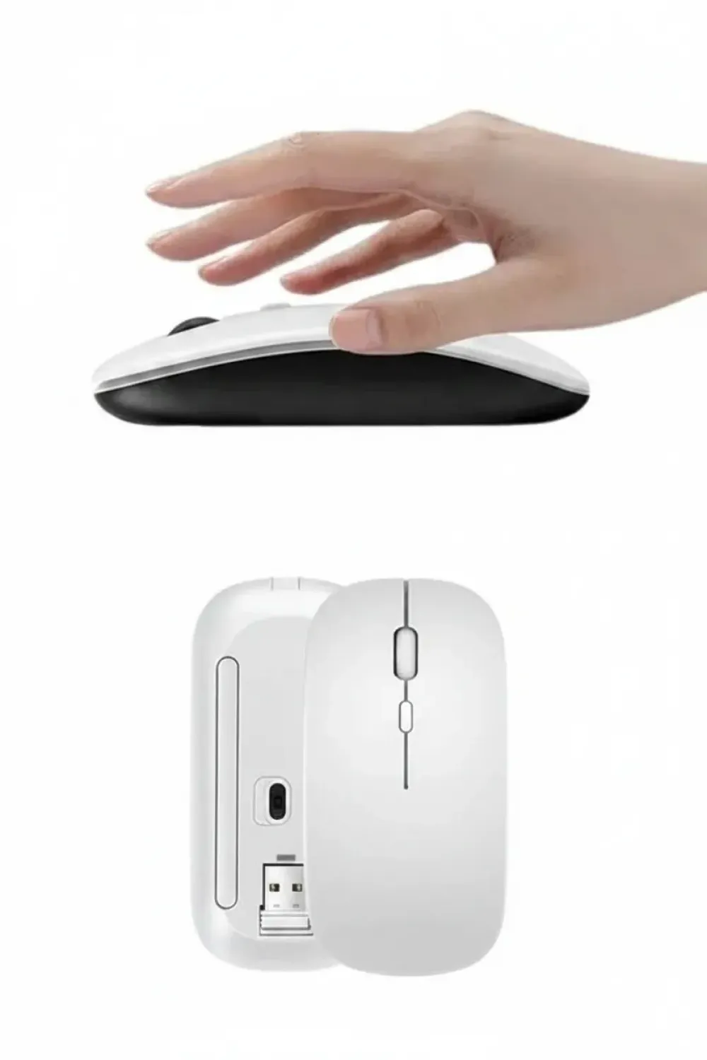 Kablosuz Mouse Fare Şarjlı Bluetooth Wireless Çift Modlu Sessiz