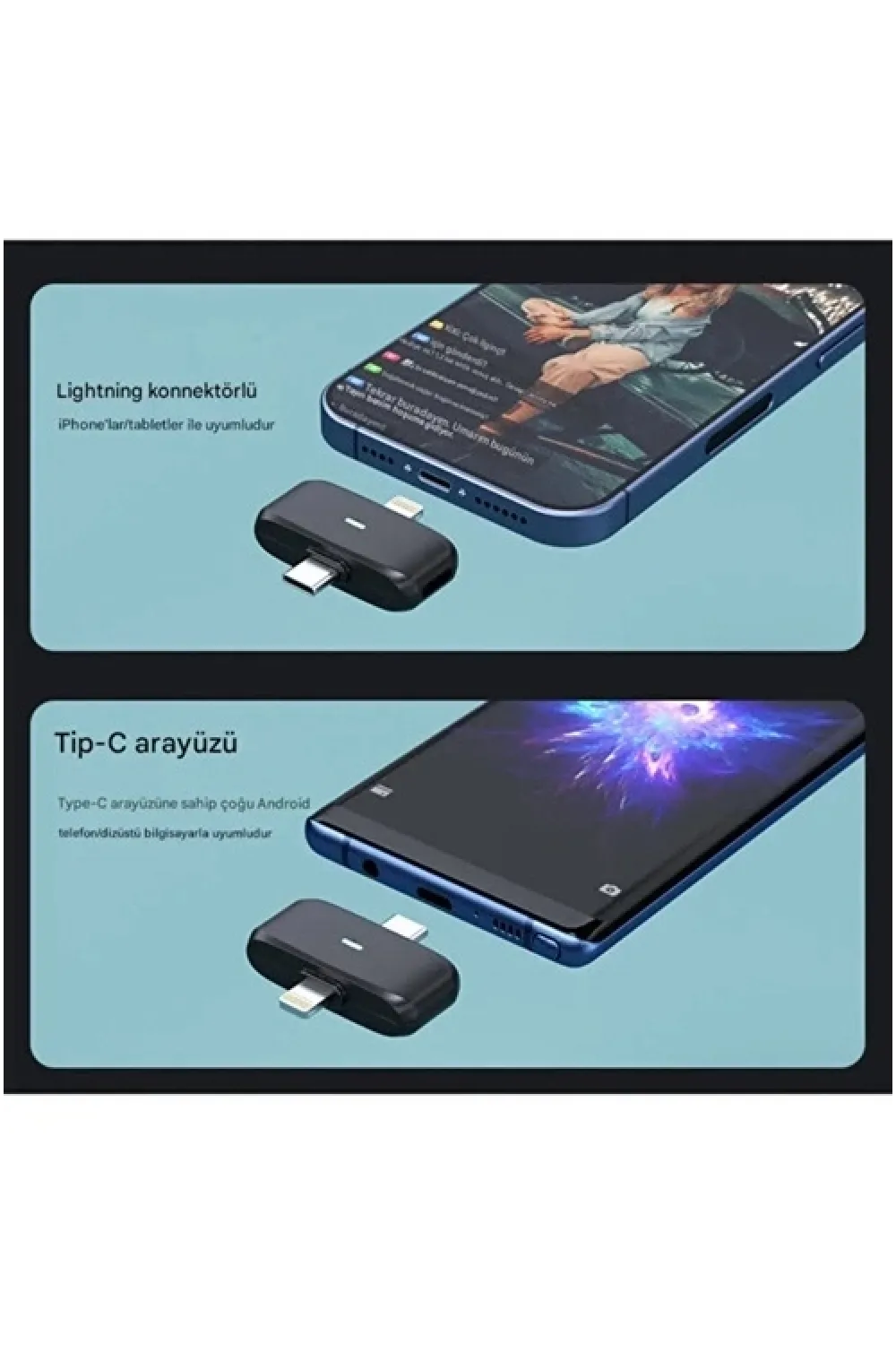 Kablosuz Profesyonel İkili Yayın Yaka Mikrofonu Şarj Kutu Mıknatıslı Typce Lightning Çıkış Mikrofon