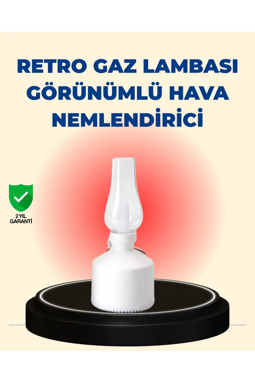 Kablosuz Retro Buhar Makinesi Gaz Lambası Tasarım Ledli Difüzör