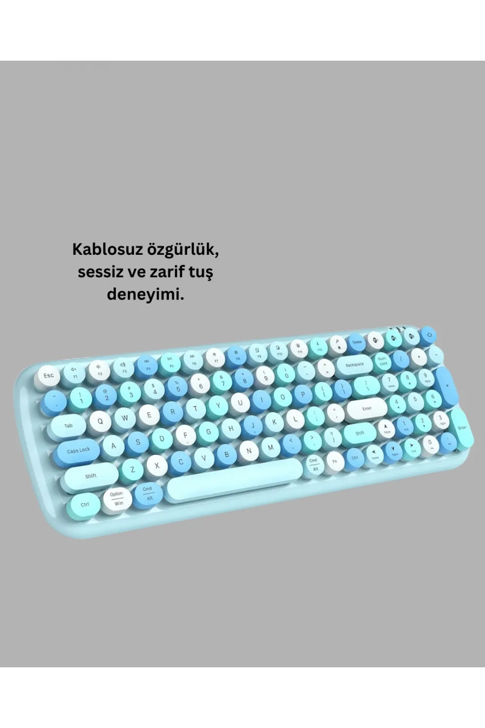 Kablosuz Retro Klavye Ve Mouse Seti – 104 Tuşlu Sevimli Tasarım