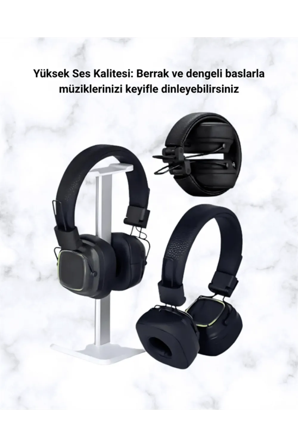 Kablosuz Rgb Işıklı Katlanabilir Bluetooth Kulak Üstü Kulaklık