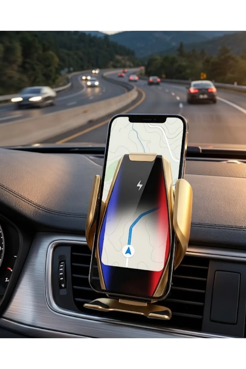 Kablosuz Şarjlı Araç Telefon Tutucu Sensörlü Otomatik Kilit 360 Derece Döner