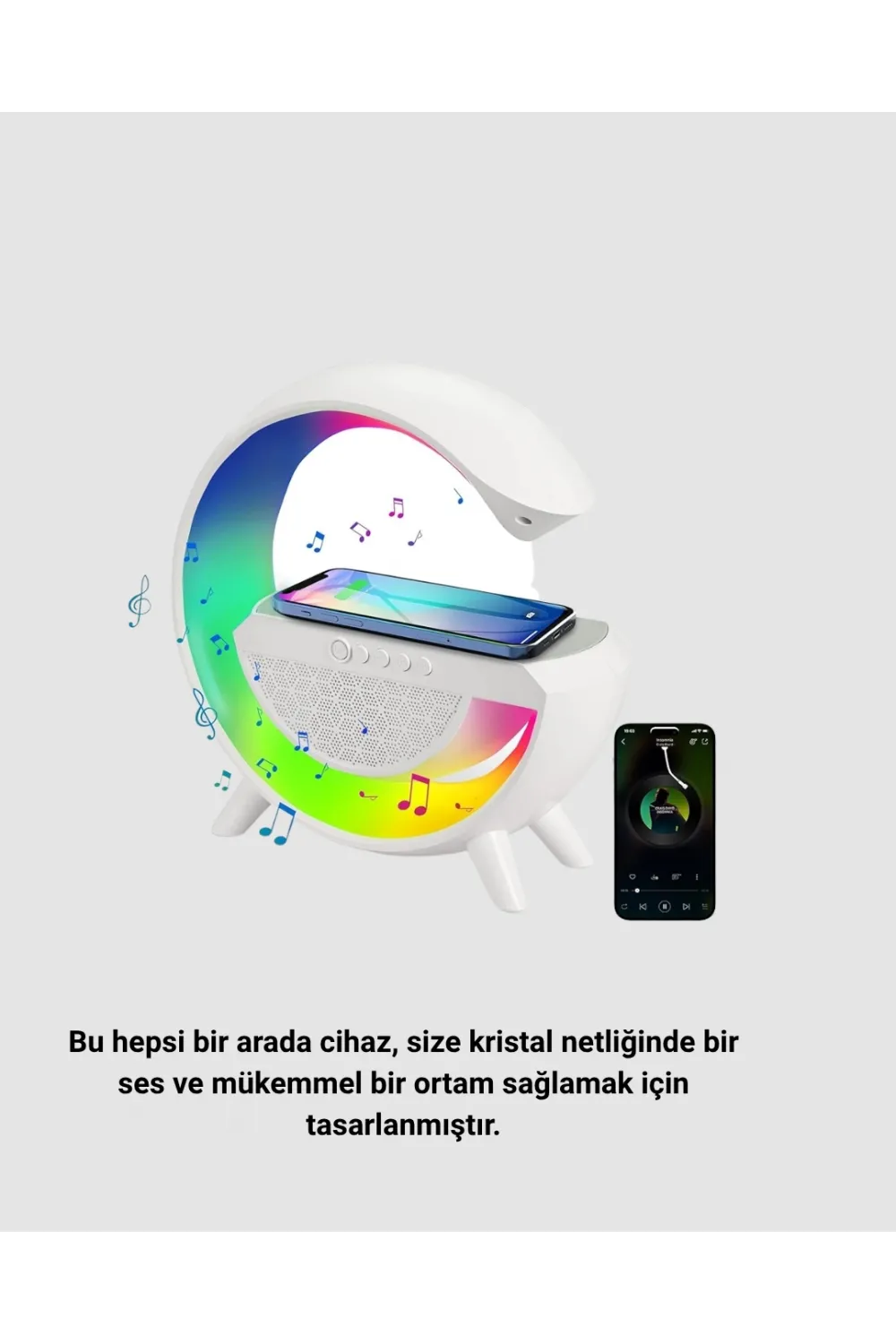 Kablosuz Şarjlı Bluetooth Hoparlör Ve Gece Lambası – Nfc, Fm Radyo, Rgb Işık