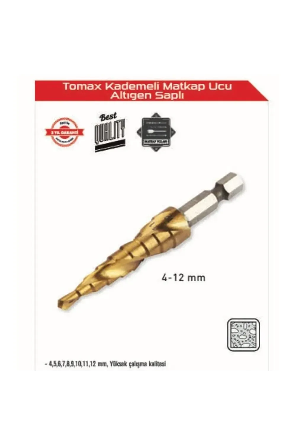 Kademeli Matkap Ucu 4-12 Mm Arası - Altıgen Saplı