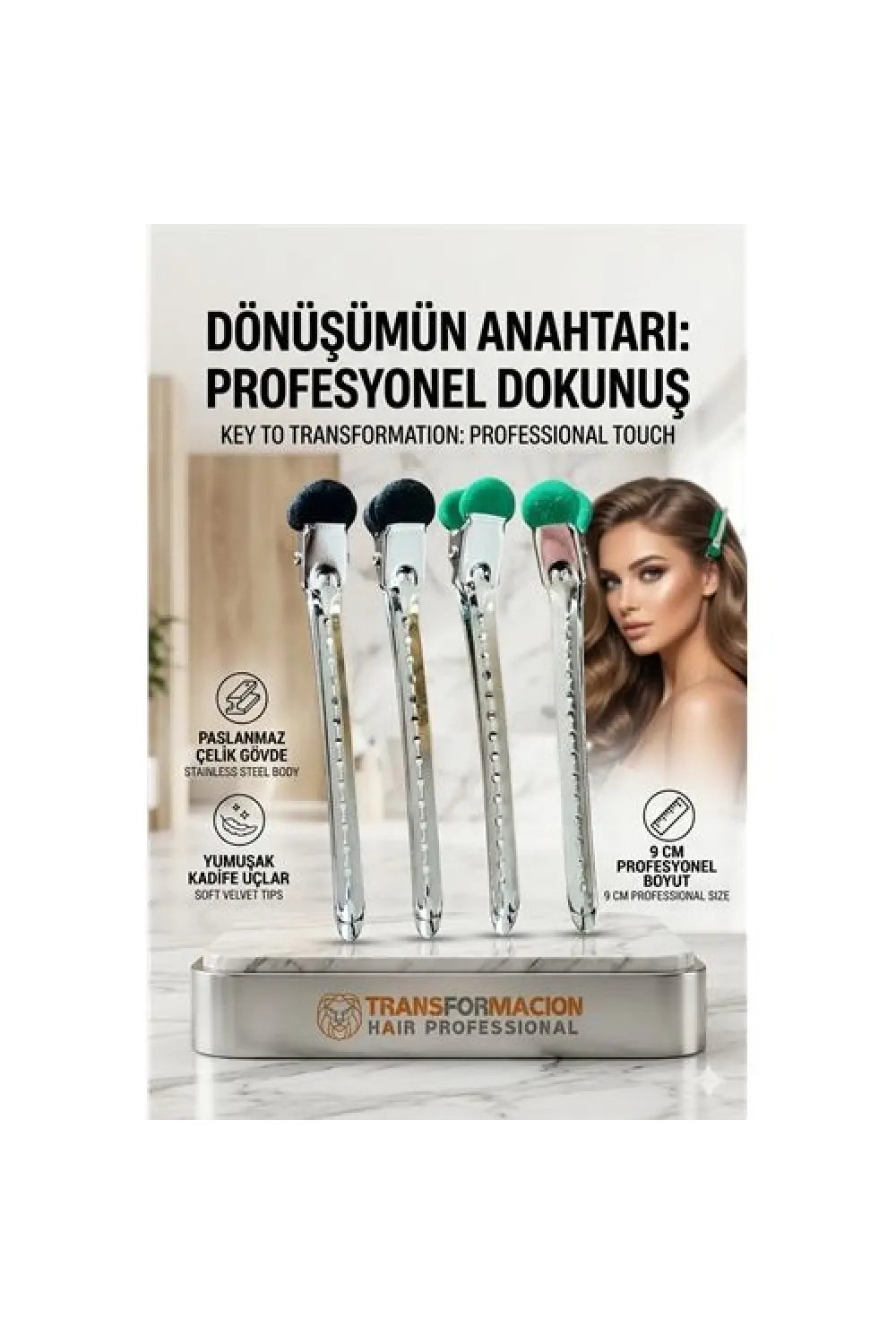 Kadife Uçlu, Paslanmaz Çelik Profesyonel Saç Ayırma Pens Toka 723022
