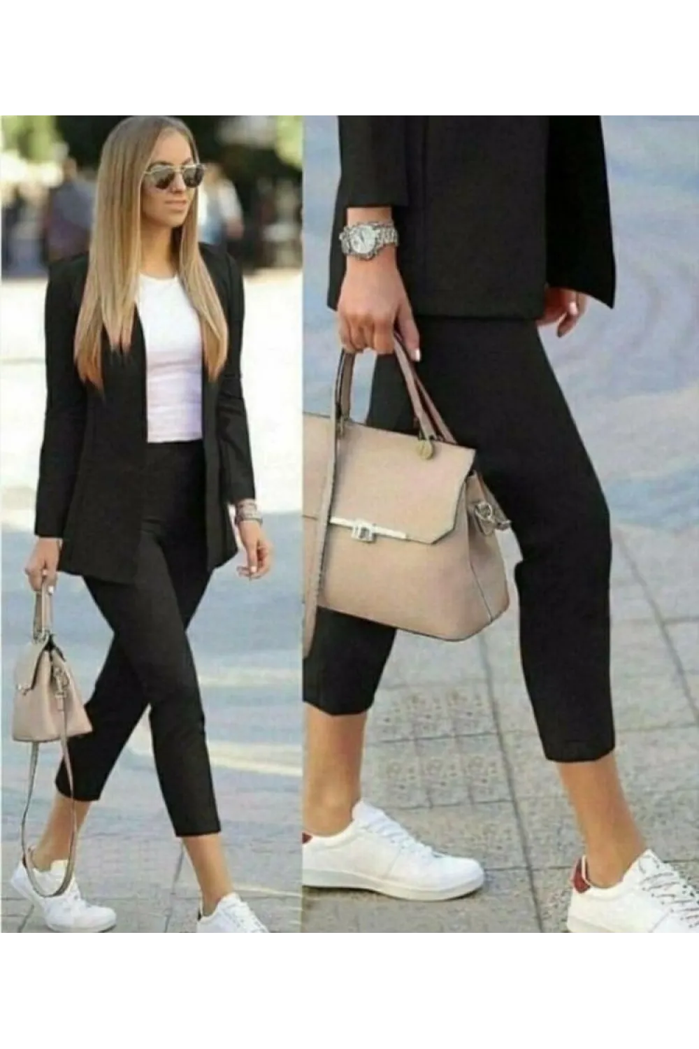 Kadın Atlas Kumaş Ceket Pantolon Takım