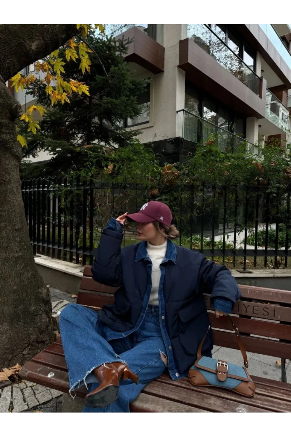 Kadın Jeans Detaylı Cıtcıtlı Ceket Mont - Lacivert
