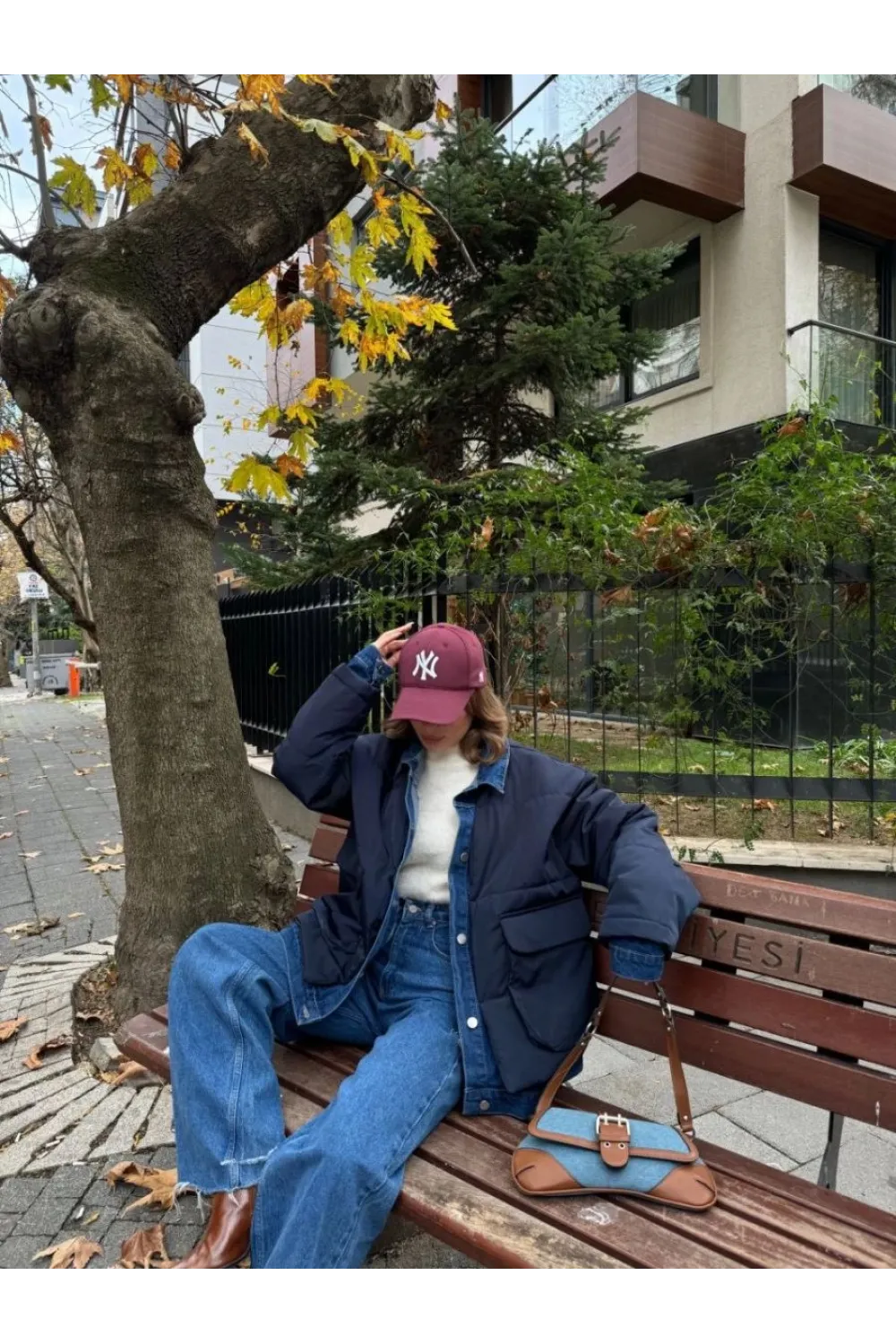 Kadın Jeans Detaylı Cıtcıtlı Ceket Mont - Lacivert