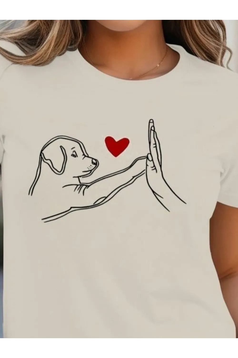 Kadın Kısa Kollu Bisiklet Yaka Köpek Baskılı Viskon Bluz
