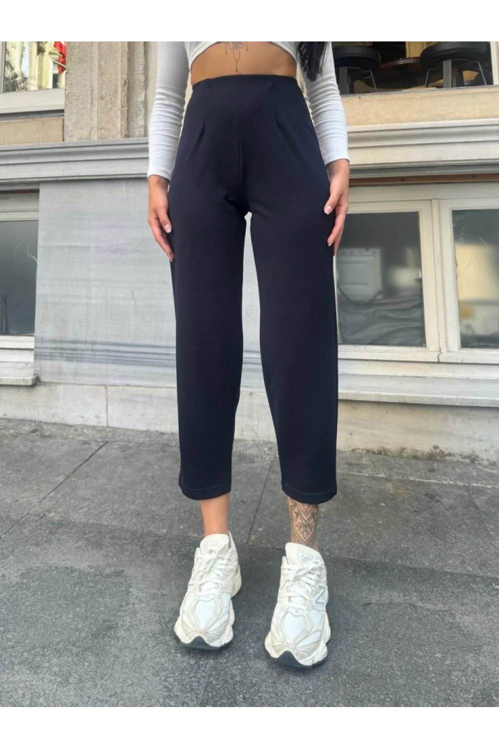 Kadın Krep Kumaş Balon Pantolon
