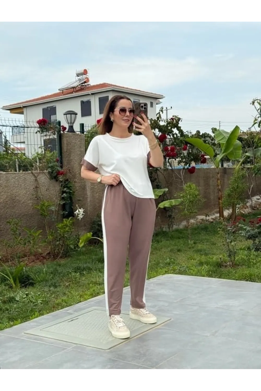 Kadın Modal Dokulu Kumaş Yanı şeritli Takım