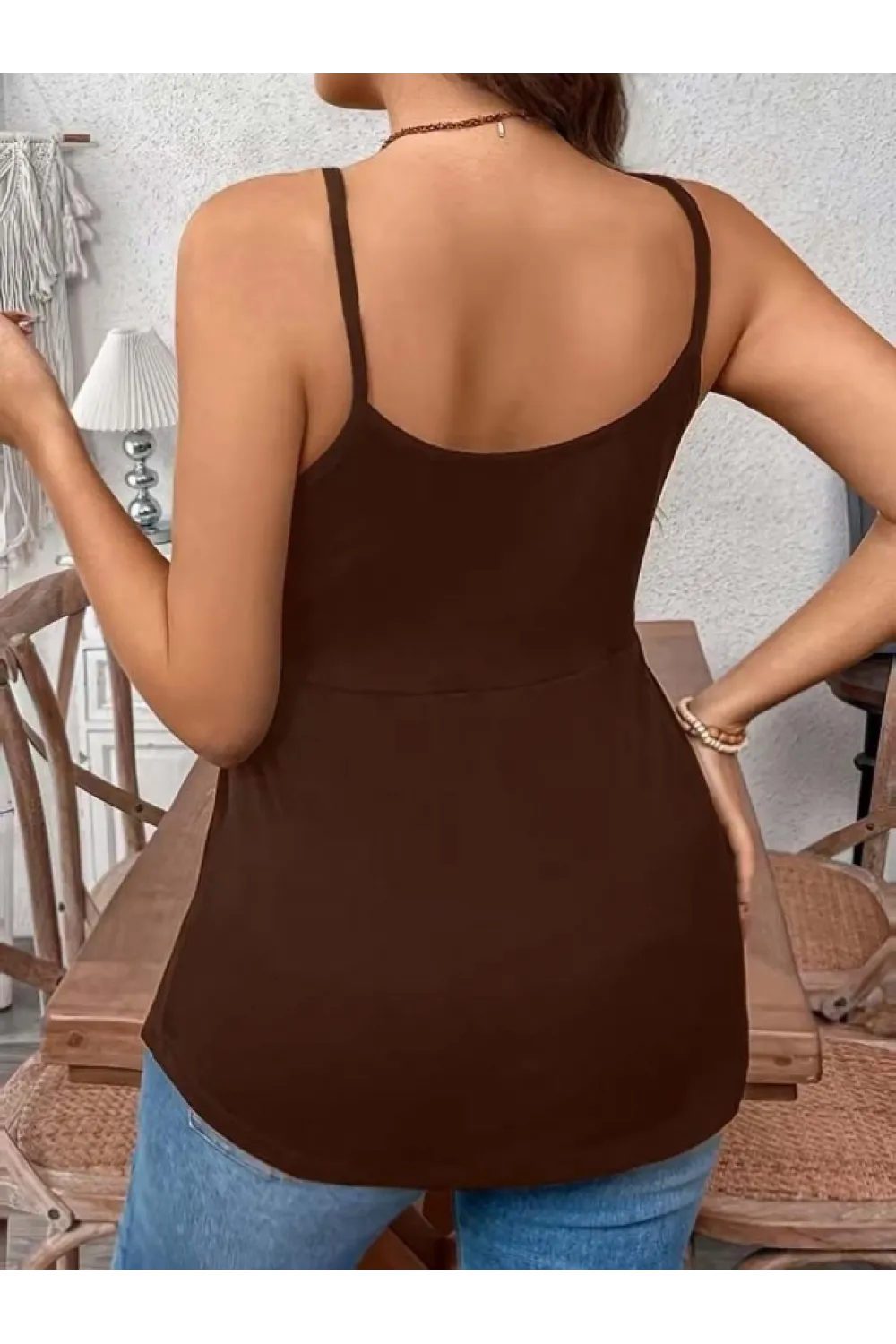 Kadın önden çapraz Askılı Uzun Vıskon Bluz