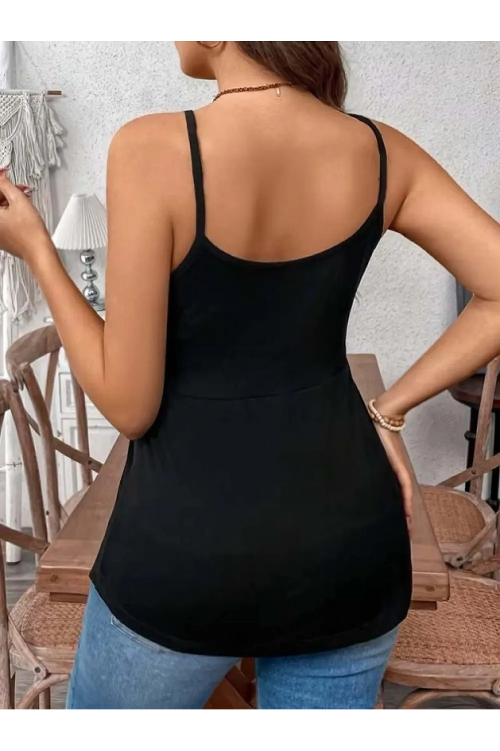 Kadın önden çapraz Askılı Uzun Vıskon Bluz