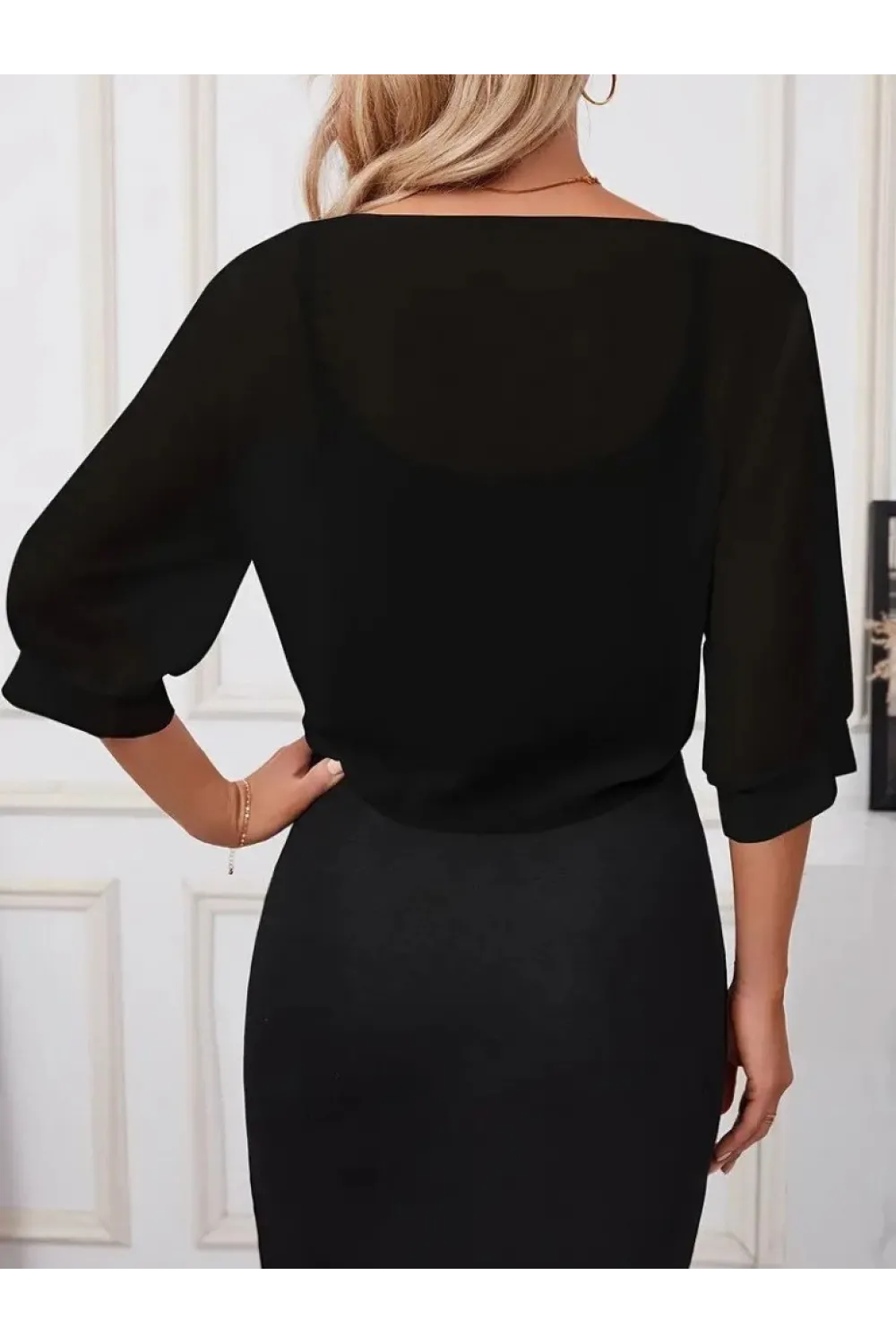 Kadın Truvakar Kol önden Bağlamalı Kısa şifon Bolero Ceket