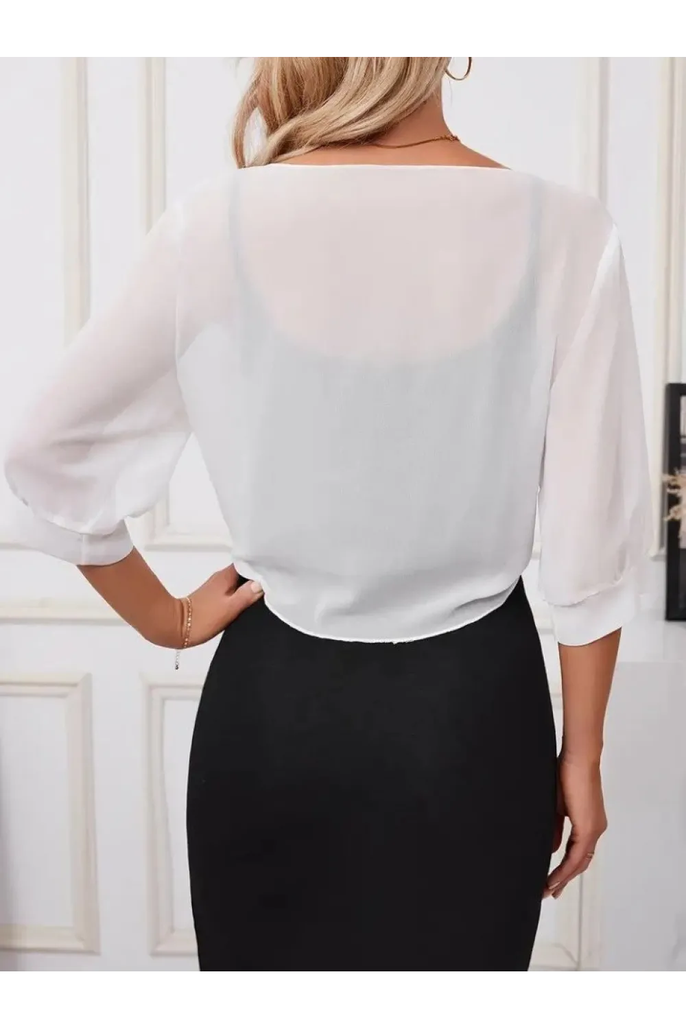 Kadın Truvakar Kol önden Bağlamalı Kısa şifon Bolero Ceket