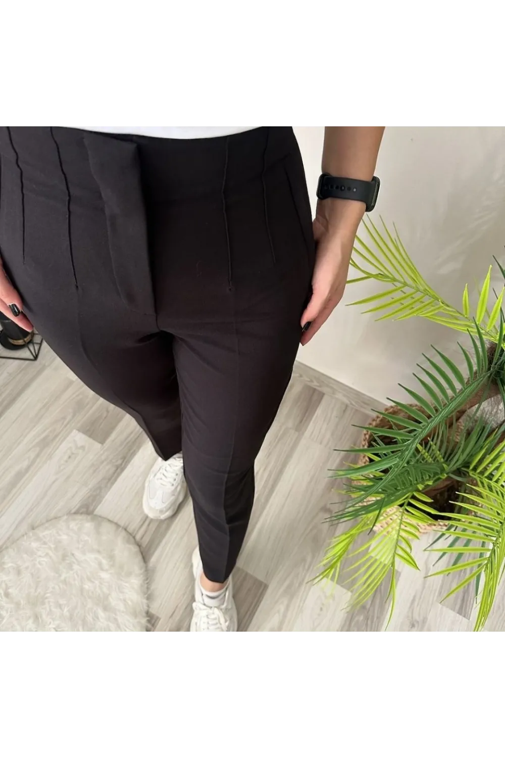 Kadın üste Oturan Paçası Bilek üzerinde Biten Krep Kumaş Kumaş Pantolon 36 (S) - 50 (5XL)