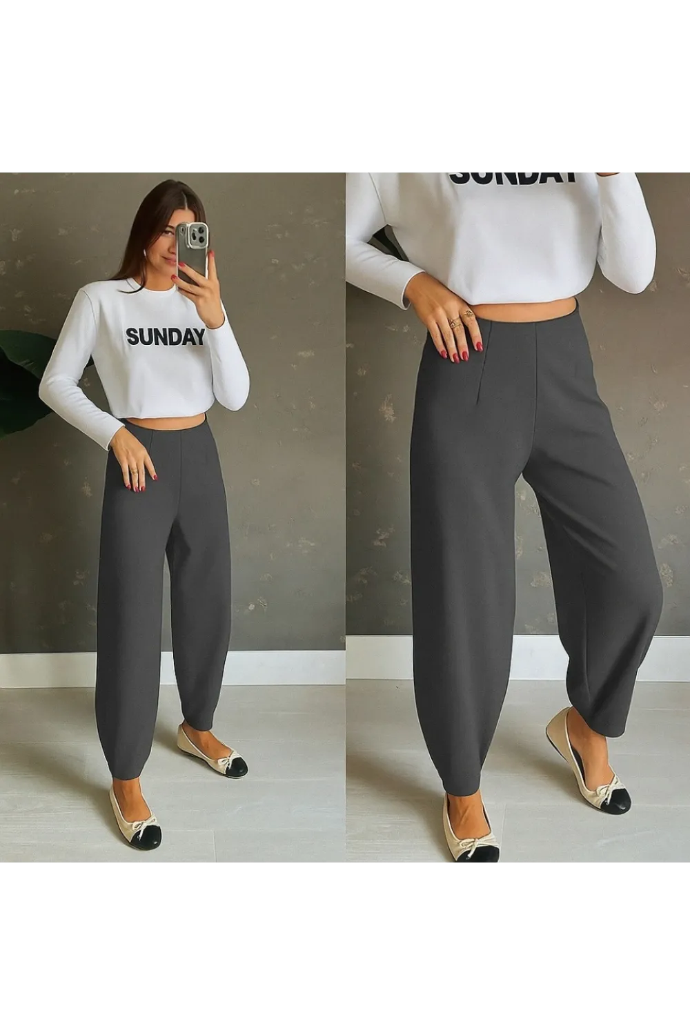 Kadın Yüksek Bel Krep Pantolon