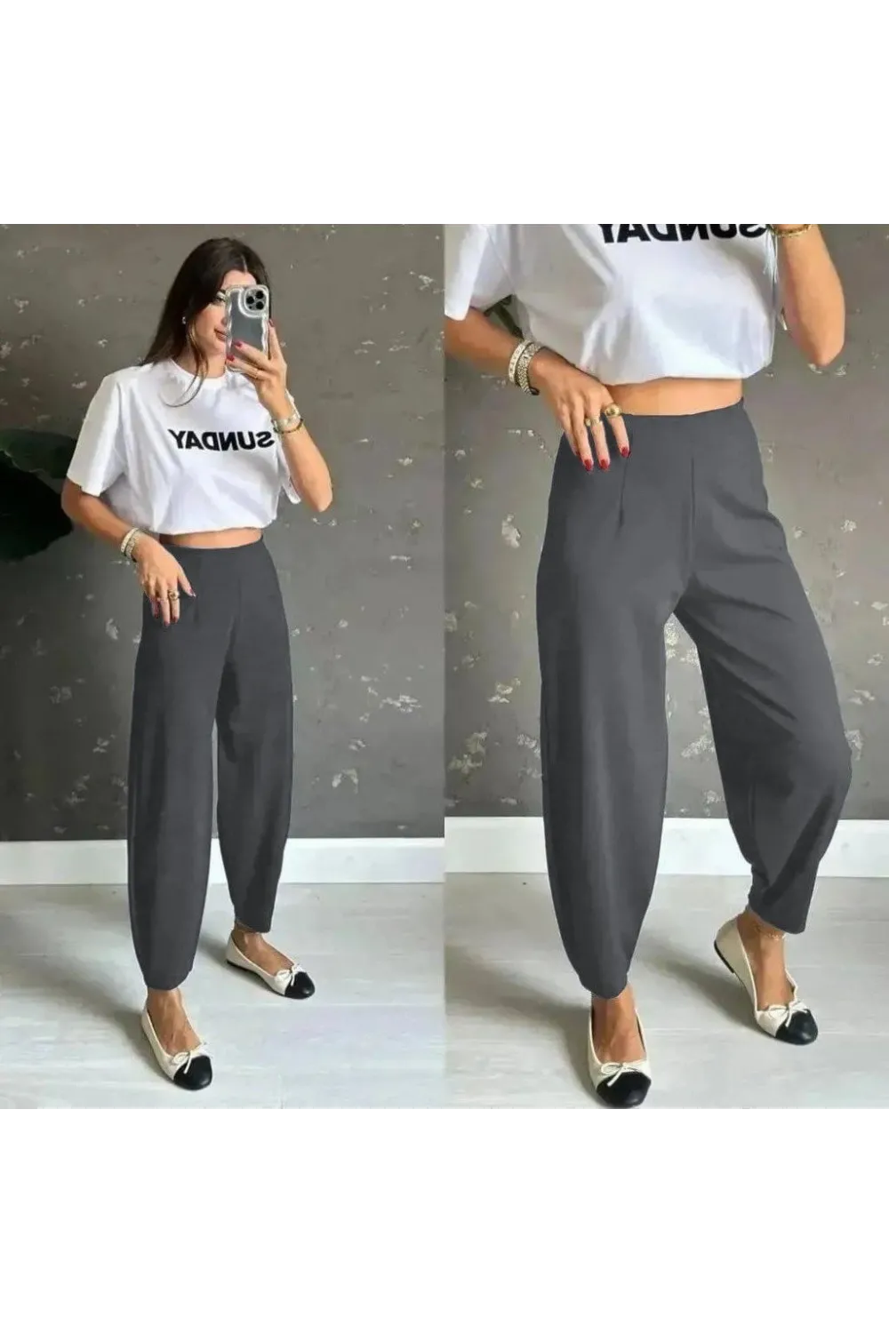 Kadın Yüksek Bel Krep Pantolon