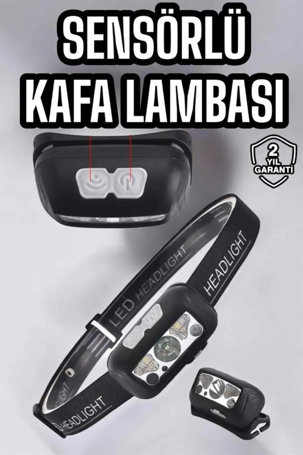 Kafa Lambası Kamp Lambası Sensörlü Şarjlı Ayarlanabilir