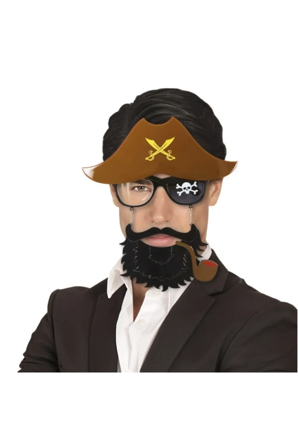 Kahve Şapkalı Pipolu Jack Sparrow Gözlüğü