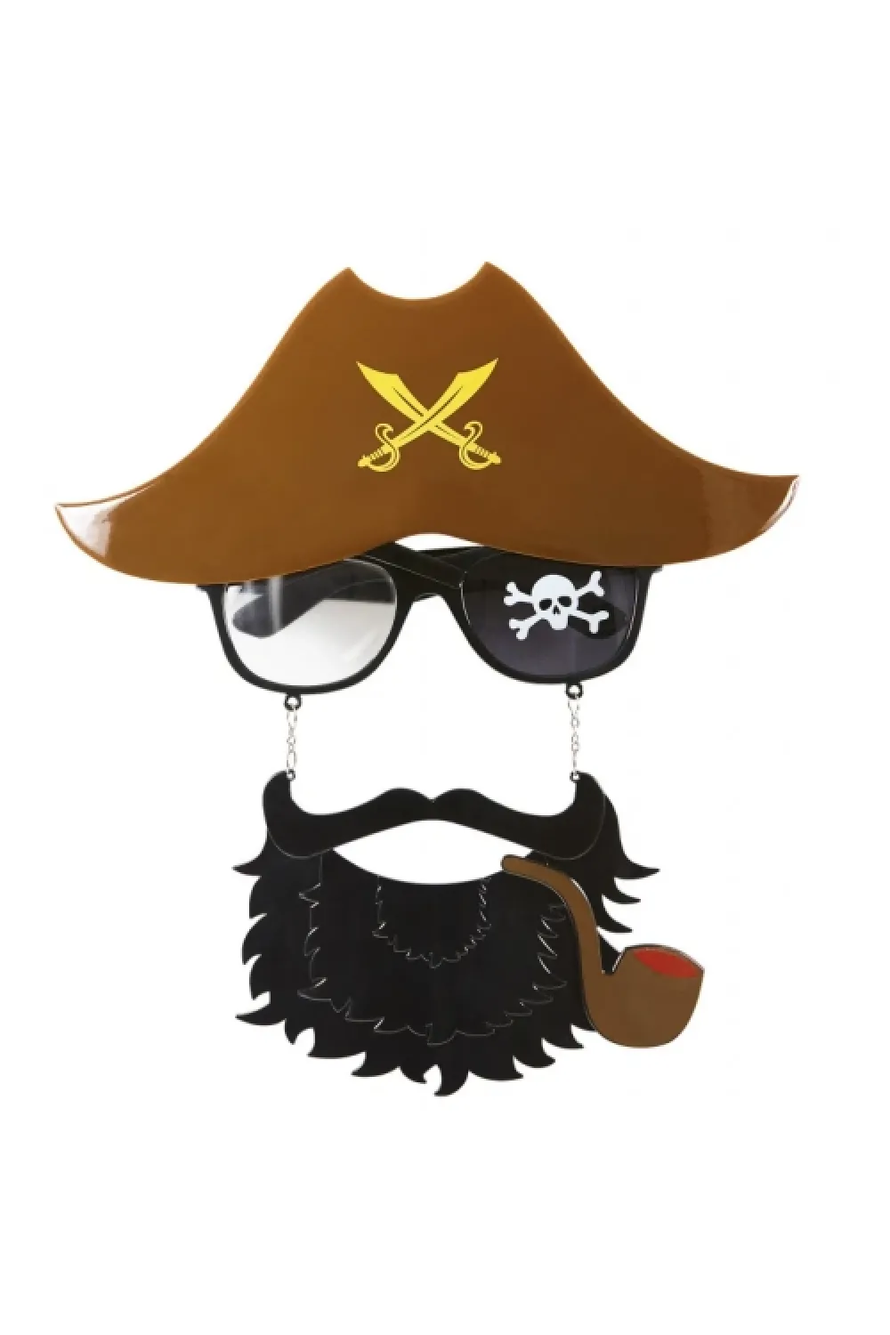 Kahve Şapkalı Pipolu Jack Sparrow Gözlüğü