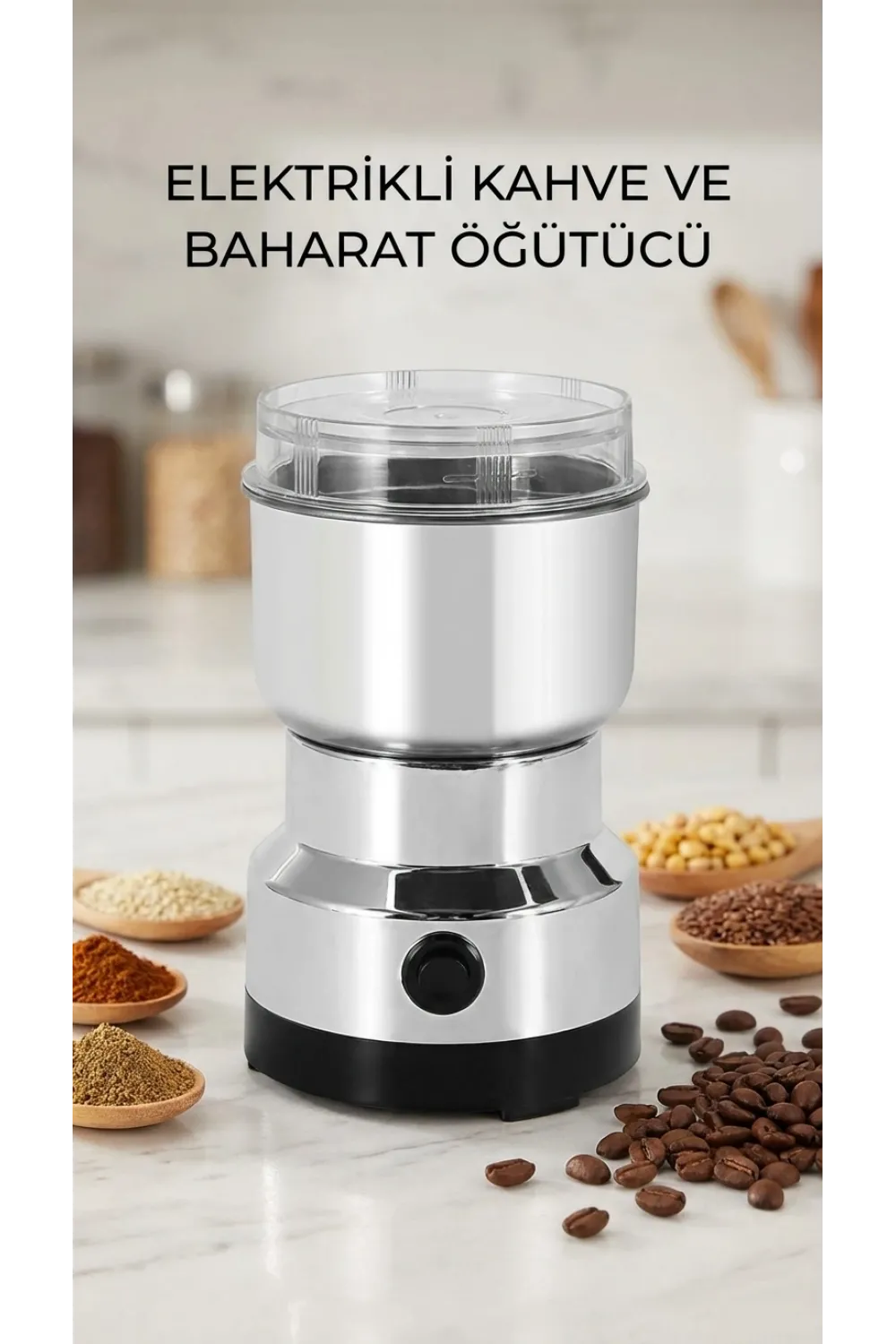 Kahve Ve Baharat Öğütücü Makine Paslanmaz Çelik Kompakt Tasarım