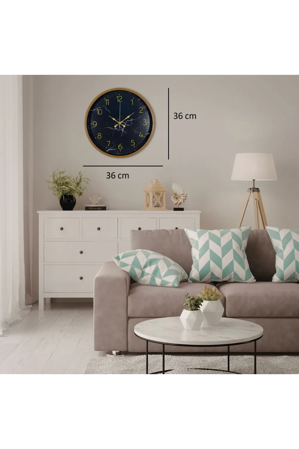 Kahverengi Mermer Desenli 36 Cm Duvar Saati