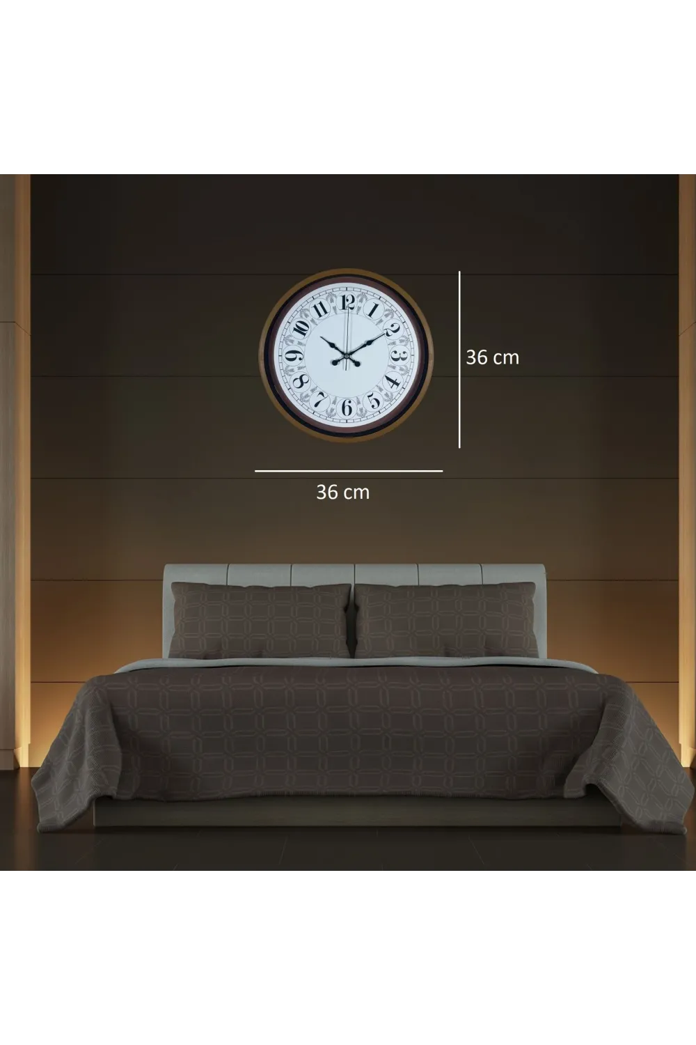 Kahverengi Motifli 36 Cm Duvar Saati