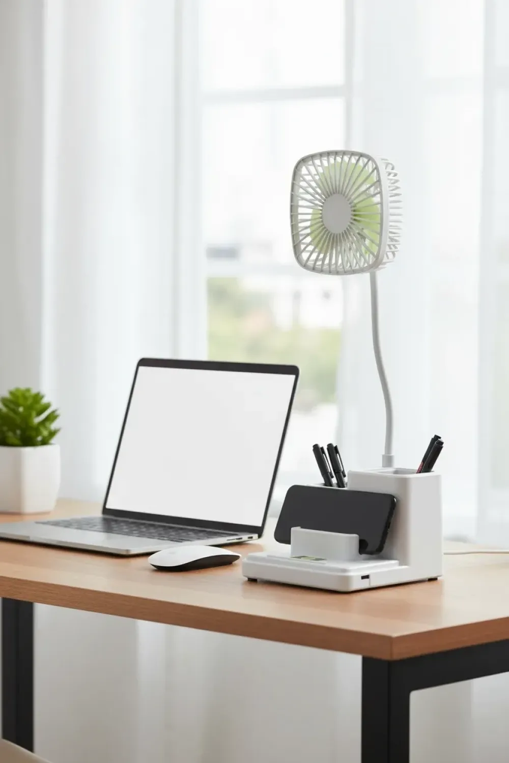Kalemlikli Masa Üstü Vantilatör Usb Şarjlı Fan:8.9 Cm Ve Akrobat Ayak 23 Cm+kalemlik:36.5 Cm Telefonluk IEG7O88