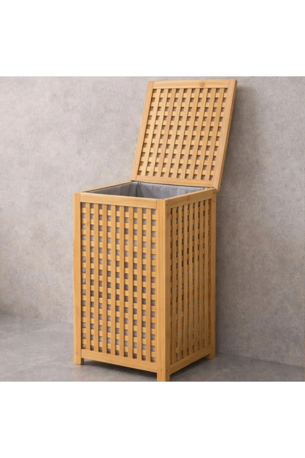 Kalın Bambu Kirli Çamaşır Sepeti 40x40x58 cm