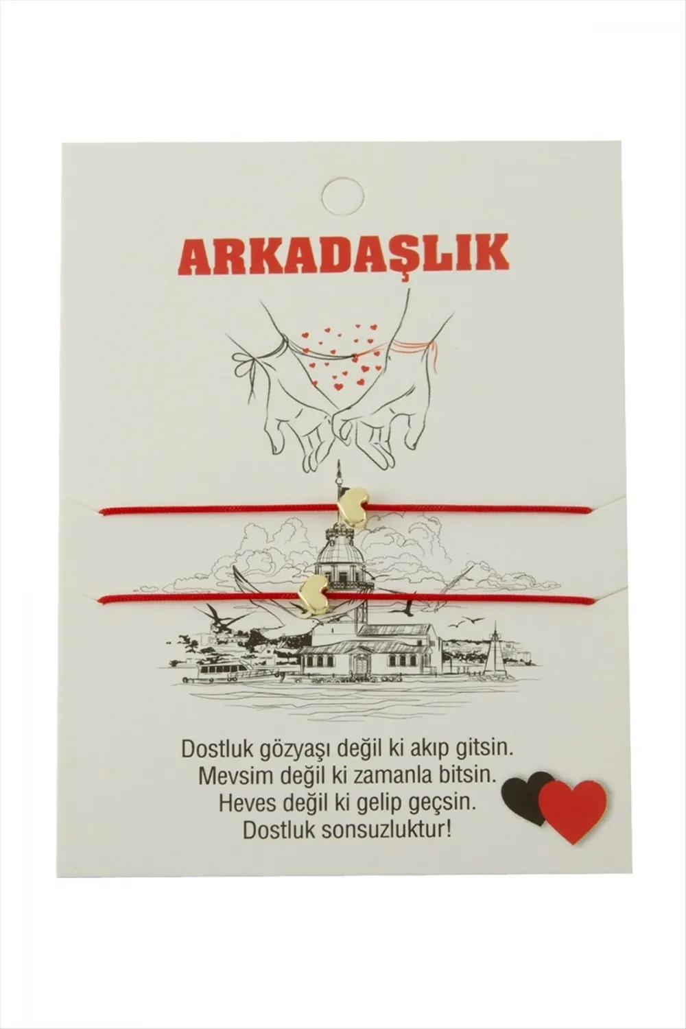 Kalp Arkadaşlık İp Bileklik 2 Adet