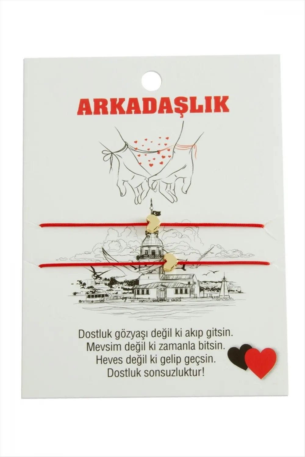 Kalp İp Bileklik 2 Adet