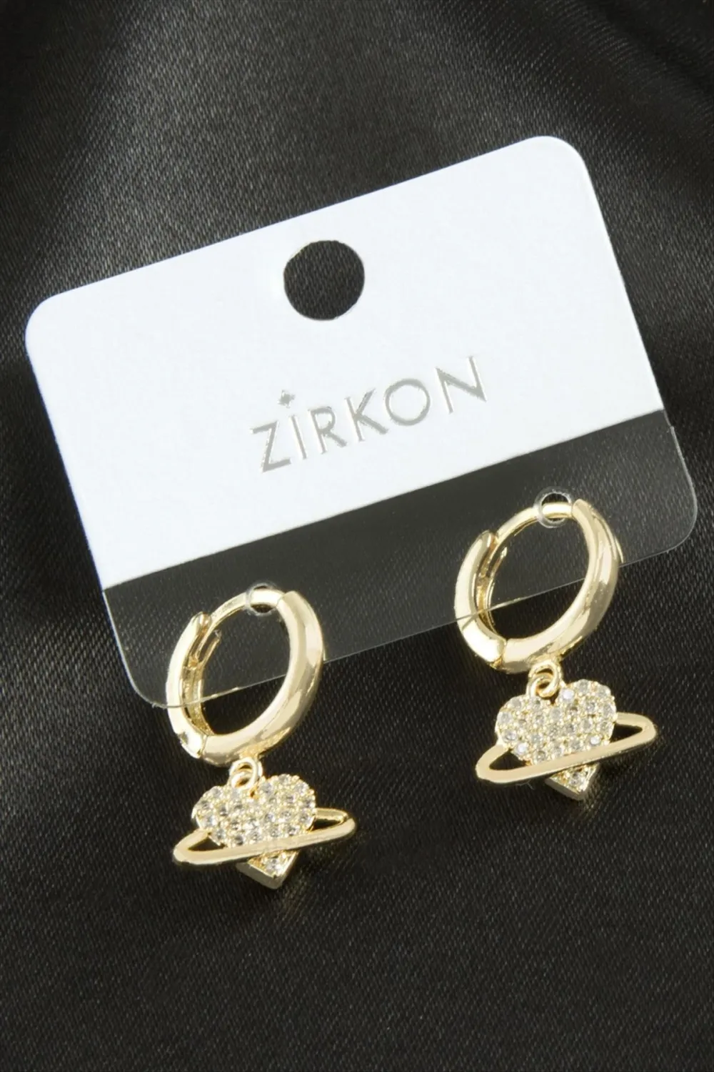 Kalp Zirkon Taşlı Küpe