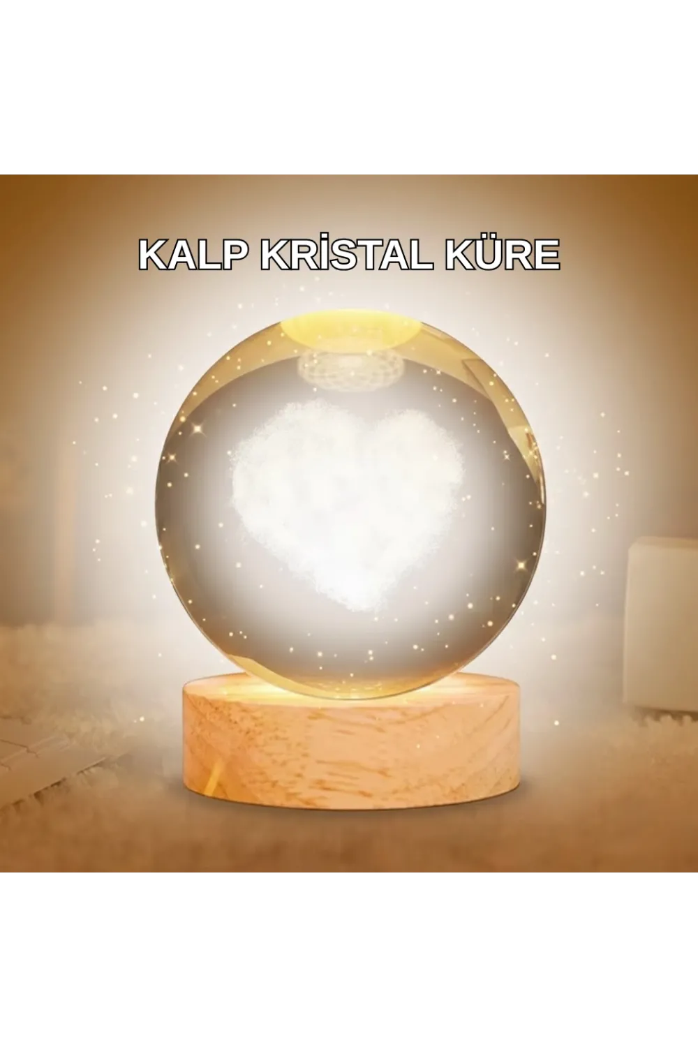 Kalpli Led Işıklı Cam Küre Büyük Boy Kristal Tasarım