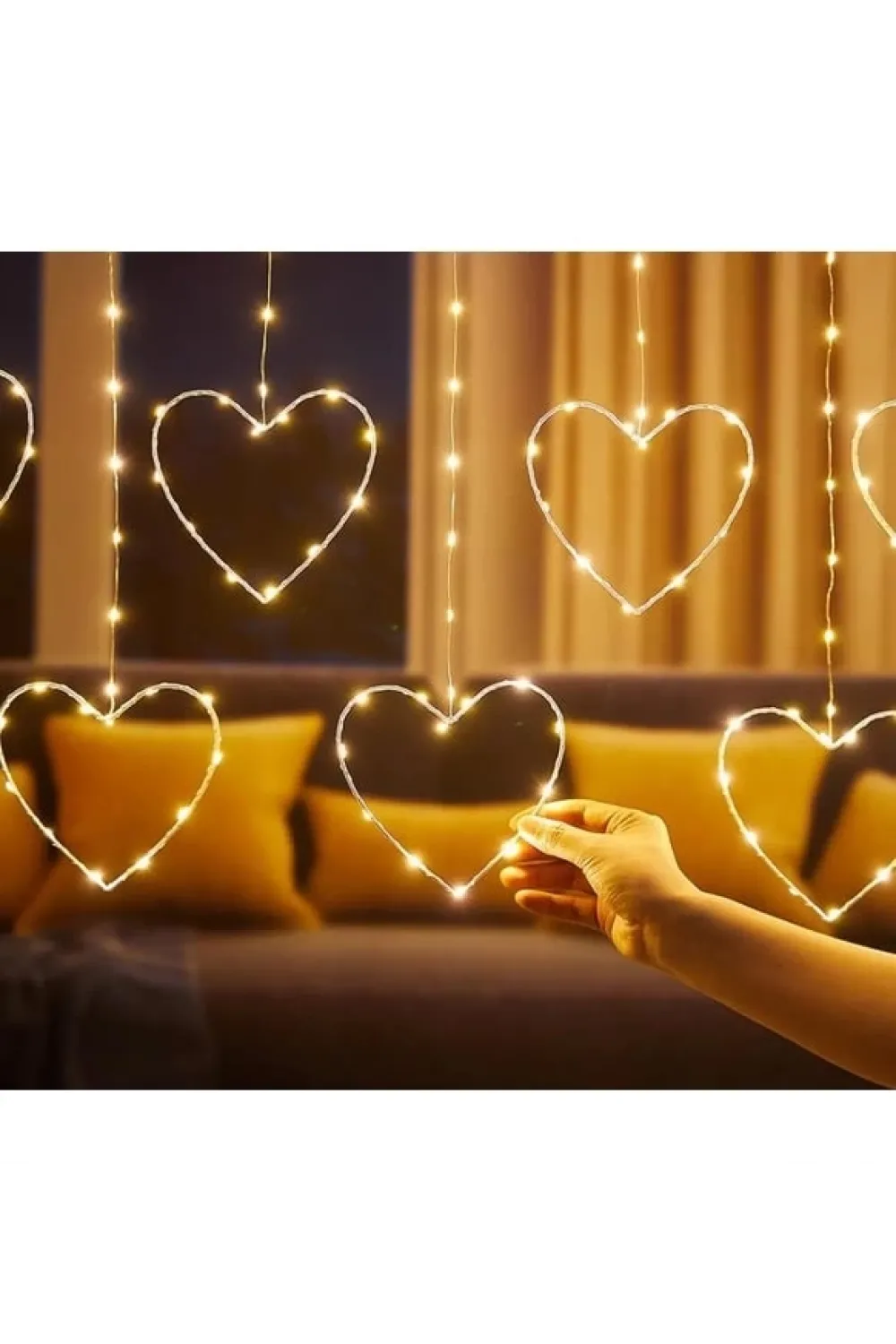 Kalpli Perde Led Işıklar, Sevgililer Günü Romantik Led Aydınlatma