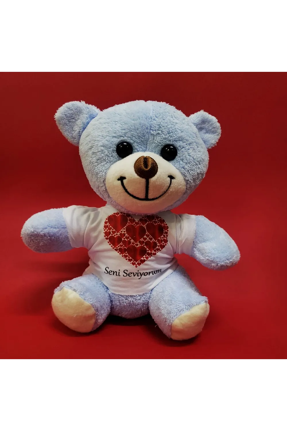 Kalpli Seni Seviyorum Yazılı Tişörtlü Peluş Ayıcık