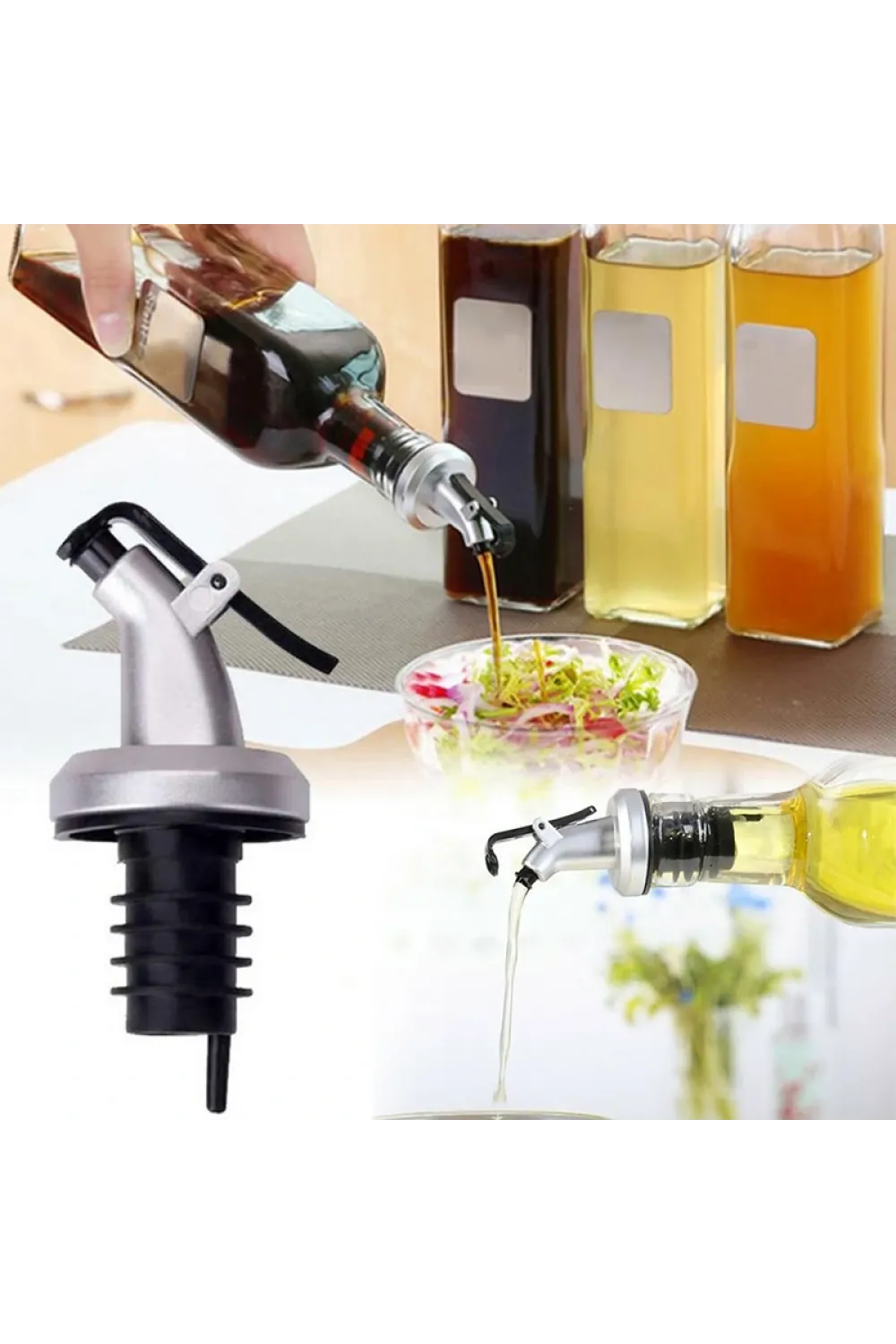 Kapaklı Şişe Ucu Servis Aparatı Damlalık Yağdanlık Tıpa