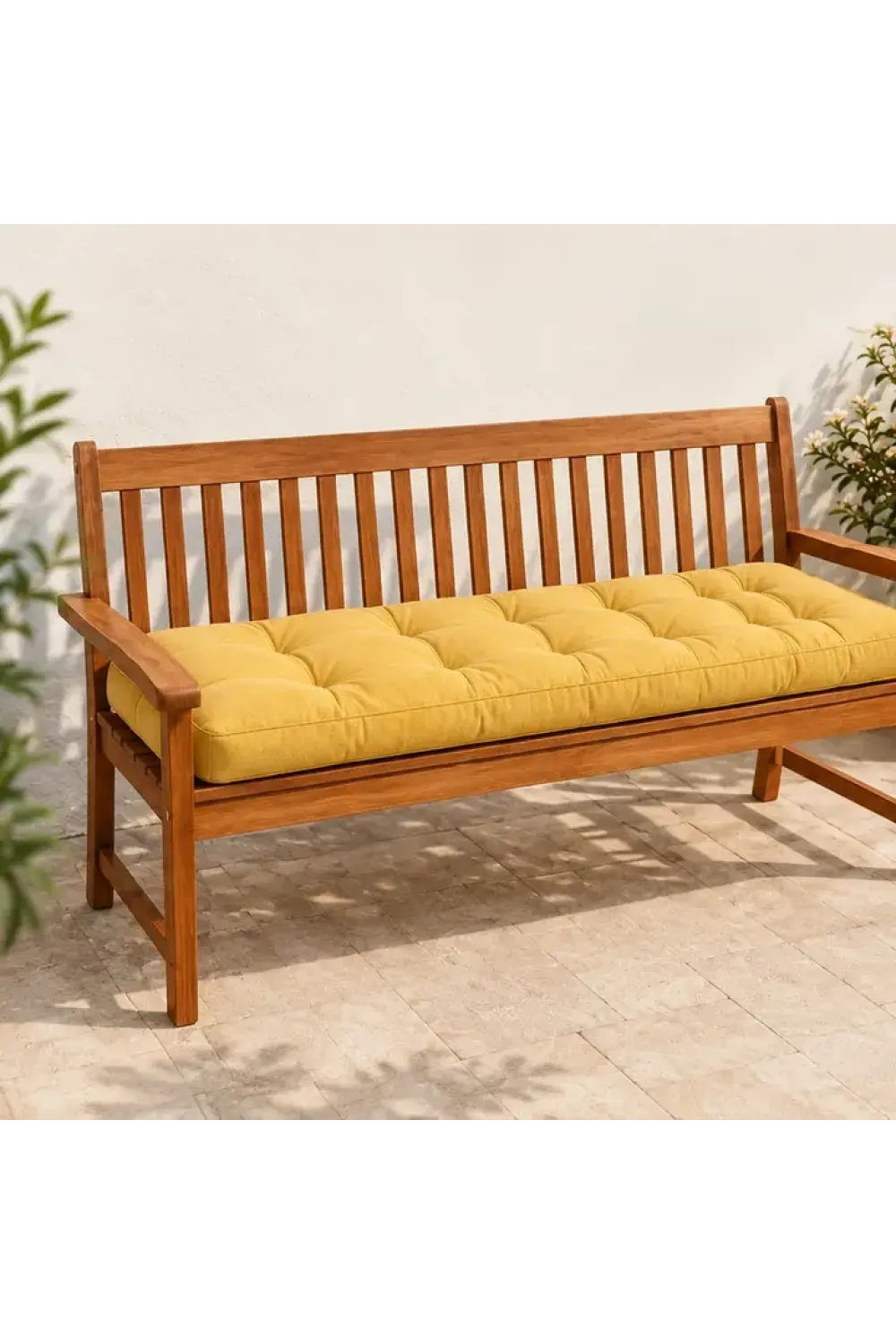 Kapitone Bank Minderi · 100 × 45 × 4 cm · Hardal