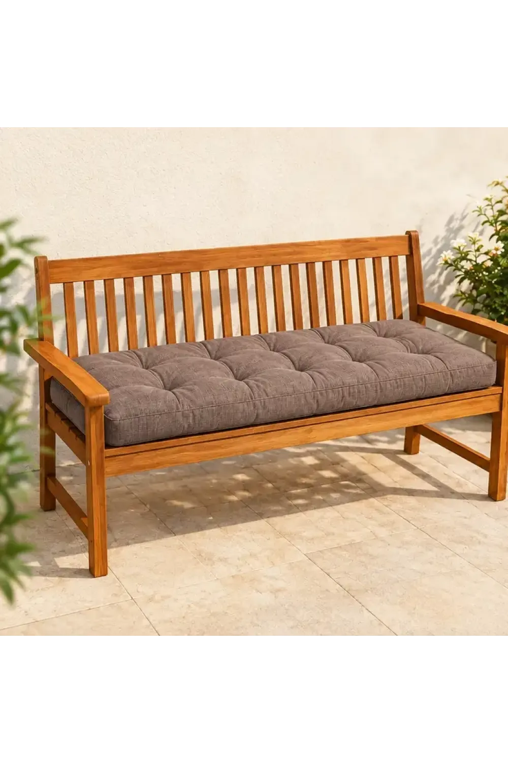 Kapitone Bank Minderi · 100 × 45 × 4 cm · Kahve